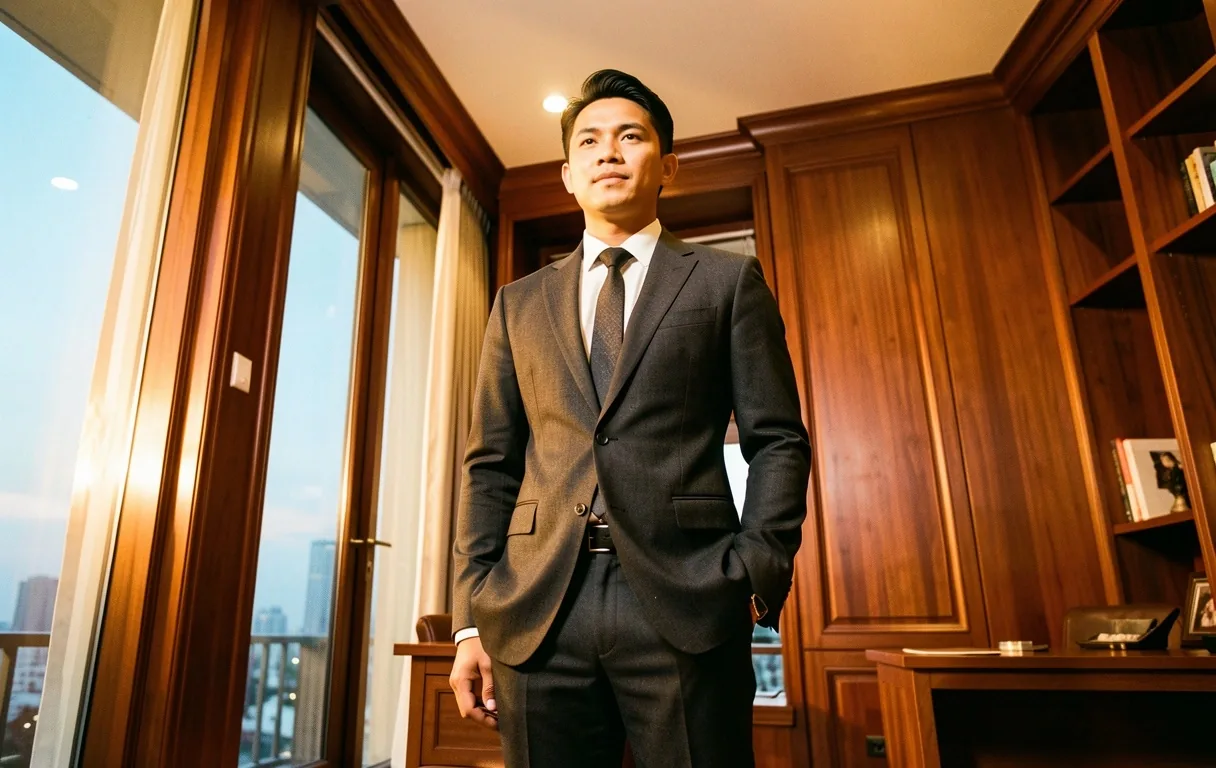 Professional Indonesian man in tailored suit